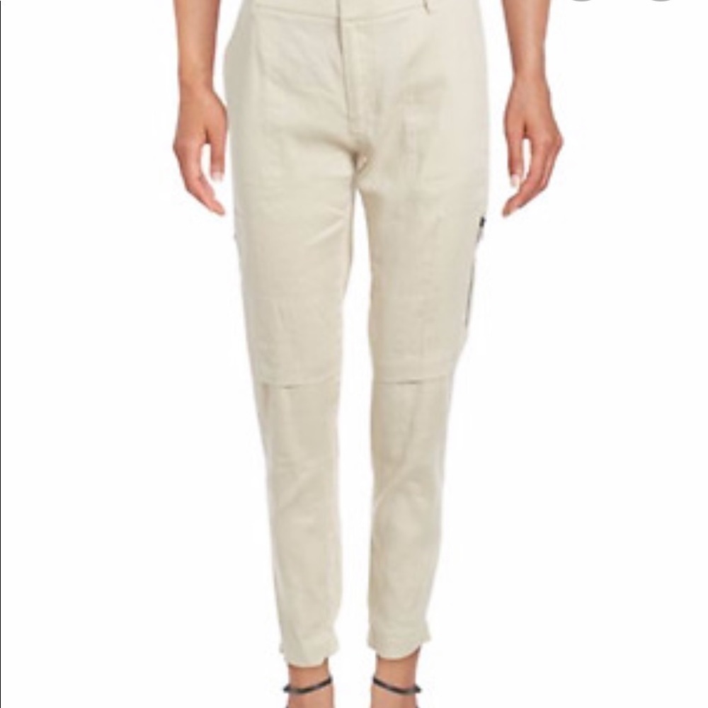 VINCE Ivory Linen Blend Cargo Jogger Trouser Pants